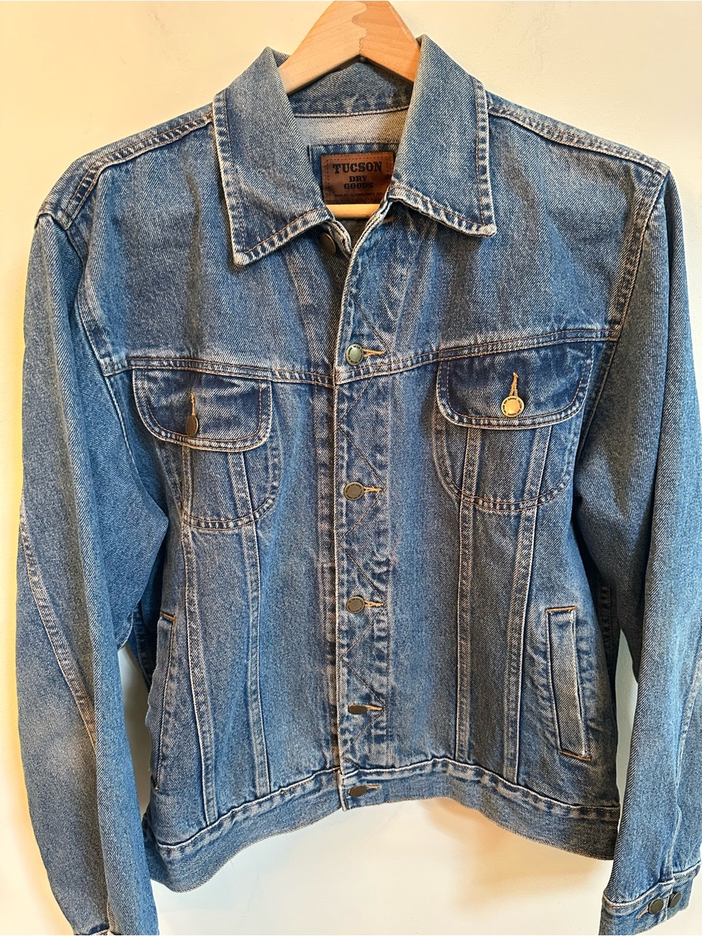 Vintage Tucson Dry Goods Denim Trucker Jacket – Early 1990s – Medium – Mid‑Wash